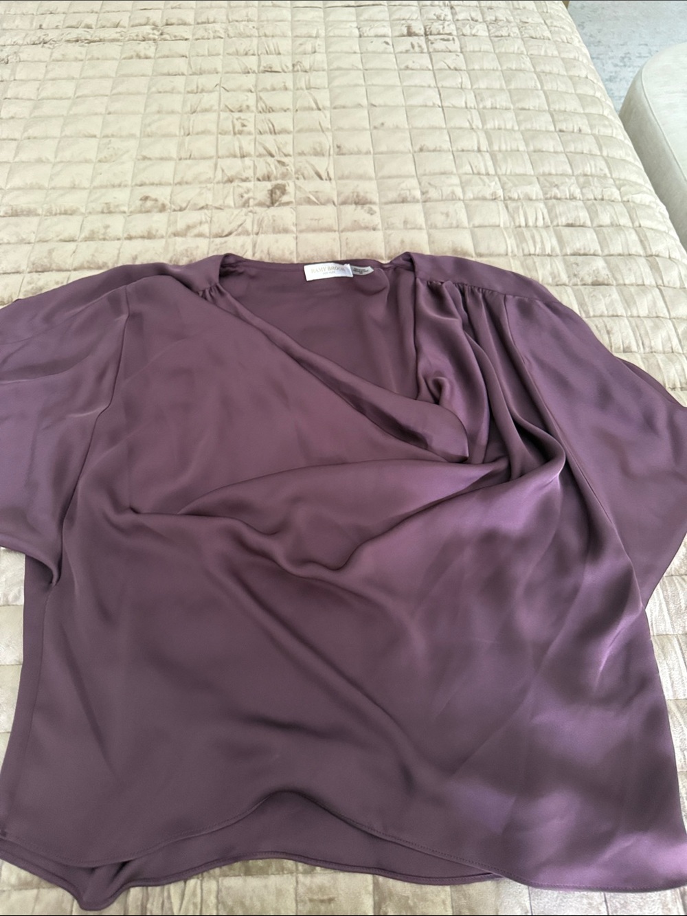 Ramy Brook Draped Mulberry Satin Blouse